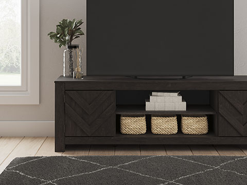 Cayboni LG TV Stand w/Fireplace Option Charcoal